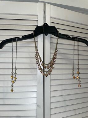 Lot 3 Statement Necklaces Boho Beaded Gold SilverTone Butterfly Costume Jewelry